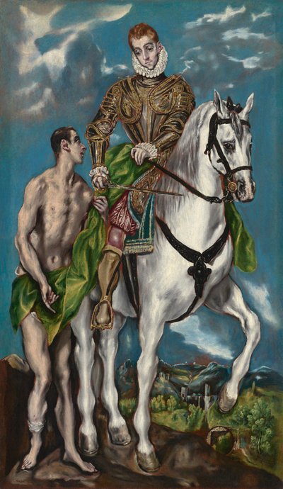 Pyhä Martinus ja kerjäläinen tekijältä Workshop of El Greco