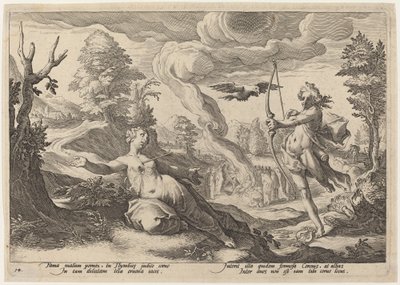 Apollon tappava kruunu tekijältä Workshop of Hendrick Goltzius, after Hendrick Goltzius