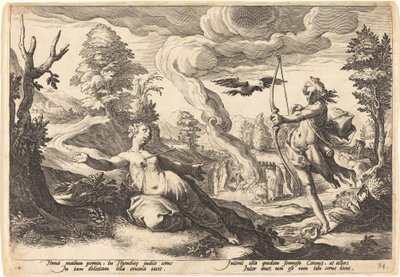 Apollon tappava kruunu tekijältä Workshop of Hendrick Goltzius, after Hendrick Goltzius