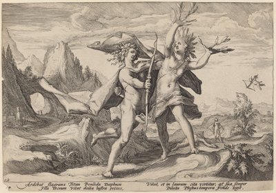 Daphne muuttui laakeripuuksi tekijältä Workshop of Hendrick Goltzius, after Hendrick Goltzius
