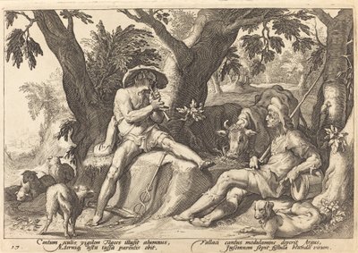 Mercury laittoi Argusin nukkumaan tekijältä Workshop of Hendrick Goltzius, after Hendrick Goltzius