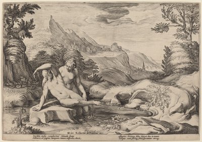 Salmacis ja Hermaphroditus tekijältä Workshop of Hendrick Goltzius, after Hendrick Goltzius