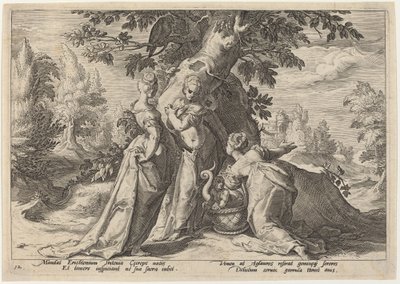 Cecropsin tyttäret avaavat Minervan heille uskoman arkun tekijältä Workshop of Hendrick Goltzius, after Hendrick Goltzius