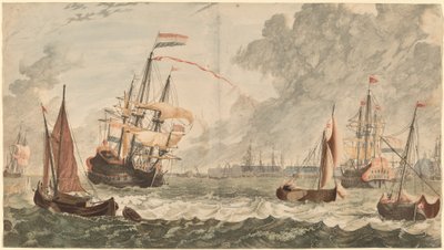 IJ-joki Amsterdamissa 1600-luvulla. tekijältä Workshop of Johann Teyler