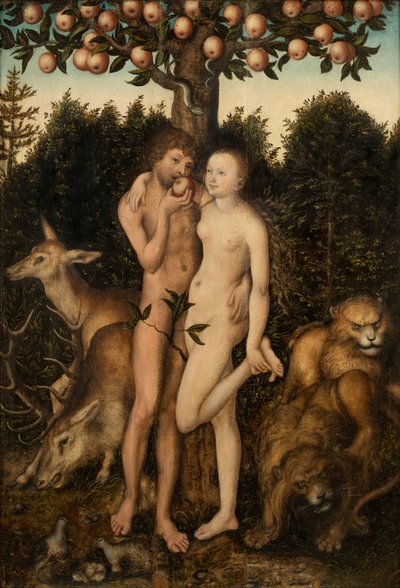 Aatami ja Eeva tekijältä workshop of Lucas Cranach the Elder