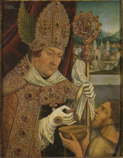 Brandenburgin kardinaali Albrecht Pyhän Martinin roolissa tekijältä workshop of Lucas Cranach the Elder