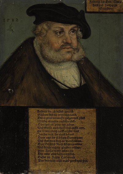 Friedrich III (1463-1525), Viisas, Saksin vaaliruhtinas. tekijältä workshop of Lucas Cranach the Elder