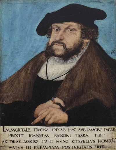 Saksa: Muotokuva Johanneksen vankkumattomasta, Saksin vaaliruhtinas Muotokuva Johanneksen vankkumattomasta, Saksin vaaliruhtinas, Saksin vaaliruhtinas tekijältä workshop of Lucas Cranach the Elder