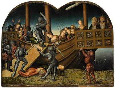 Saksa: Das Martyrium der Heiligen Ursula Pyhän Ursulan ja yhdentoista tuhannen neitsyen marttyyrius tekijältä workshop of Lucas Cranach the Elder