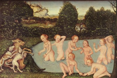 Saksa: Diana und Aktäon Diana ja Aktaeon Diana ja Aktaeon tekijältä workshop of Lucas Cranach the Elder