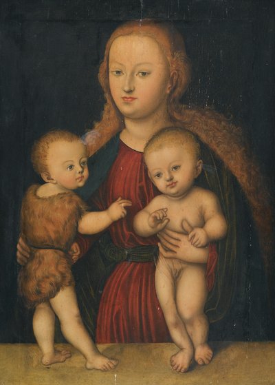 Saksa: Madonna ja lapsi sekä Johannes Kastajan kanssa Neitsyt ja lapsi sekä Johannes Kastajan kanssa tekijältä workshop of Lucas Cranach the Elder