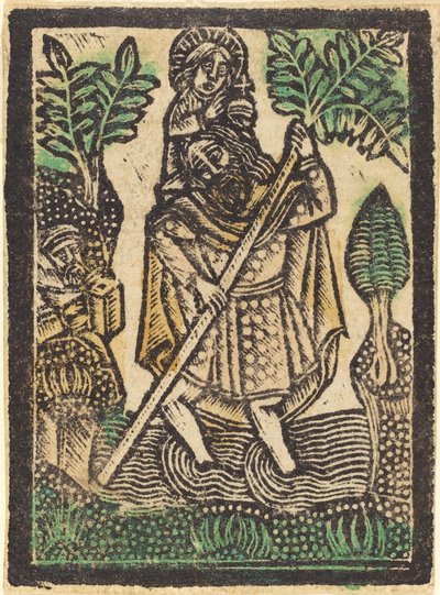 Pyhä Christopher tekijältä Workshop of Master of the Aachen Madonna