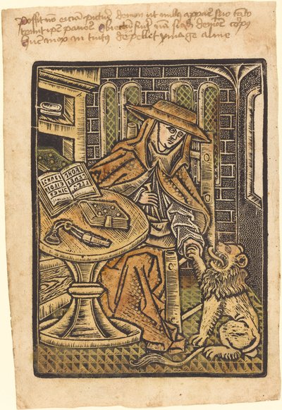 Pyhä Jerome tekijältä Workshop of Master of the Aachen Madonna