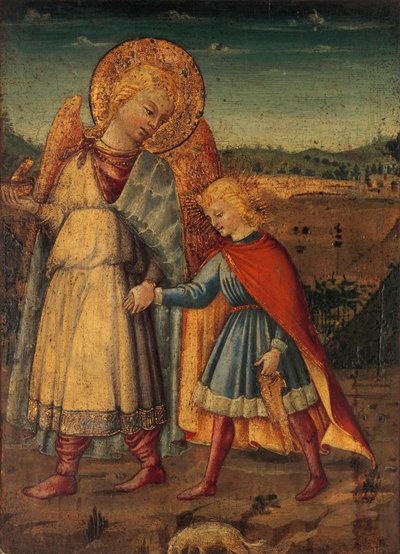 Arkkienkeli Rafael ja Tobias, 1460-luvun alussa tai puolivälissä. tekijältä Workshop of Neri di Bicci