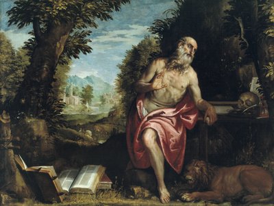 Pyhä Hieronymus erämaassa tekijältä Workshop of Paolo Veronese