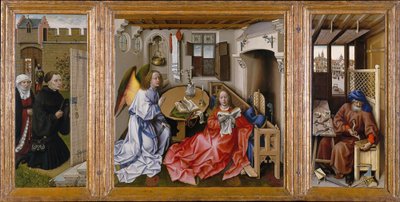 Méroden alttaritaulu (Ilmestyskirja-triptyykki) tekijältä Workshop of Robert Campin