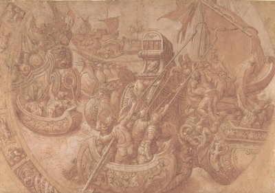 Meritaistelu Morbihanin lahdella, 1500-luku. tekijältä Workshop of Taddeo Zuccaro.