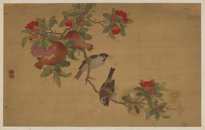 Linnut, hedelmät ja kukat, Qing-dynastia, 1741. tekijältä Wu Zhang