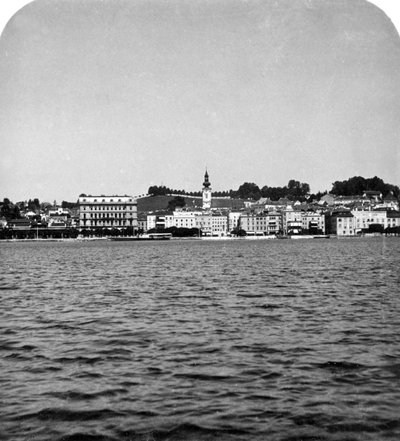 Järvenranta Gmundenissa, Salzkammergutissa, Itävallassa, 1900-luku. tekijältä Wurthle and Sons