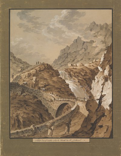 Paholaisen silta kohti Gothard-vuorta Sveitsissä, 1785-1824. tekijältä Xaver Triner
