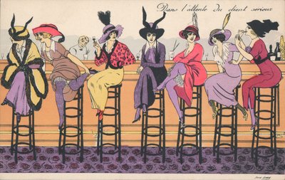 Odottaa vakavasti otettavaa asiakasta (värilitografia) tekijältä Xavier Sager