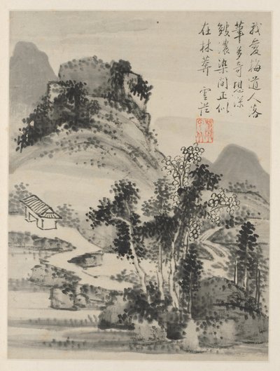 Albumi Seasonal Landscapes, Leaf D edellinen lehti 2, 1668. tekijältä Xiao Yuncong