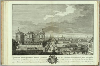 Vasta rakennetut kammiot Anichkovin portteja vastapäätä Kirja Pietarin perustamisen 50-vuotisjuhlaan, 1753 tekijältä Yakov Vasilyevich Vasilyev