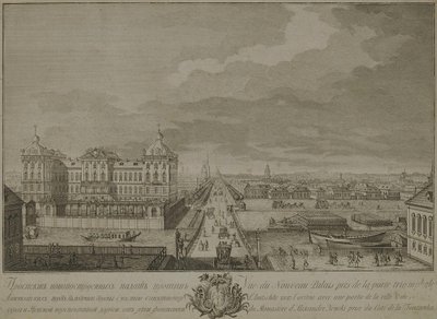 Näkymä äskettäin rakennetuista kammioista Anichkov-portteja vastapäätä Pietarissa, 1753 tekijältä Yakov Vasilyevich Vasilyev