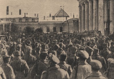 Vallankumouksellisten joukkojen ilmentymä duuman edessä helmikuun vallankumouksen aikana, 191 tekijältä Yakov Vladimirovich Steinberg