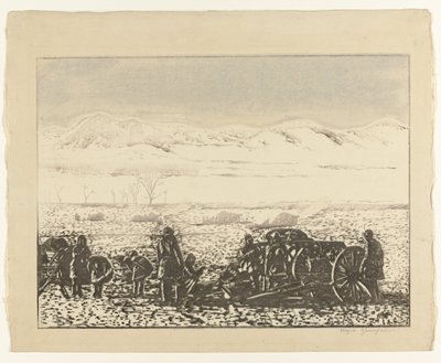 sotamaisemaa Senso fukei tekijältä Yamagishi Kazue (signed by artist)