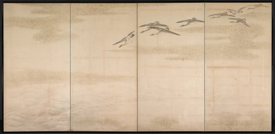 Hanhet, ruoko ja vesi, 1800-luku. tekijältä Yamamoto Baiitsu