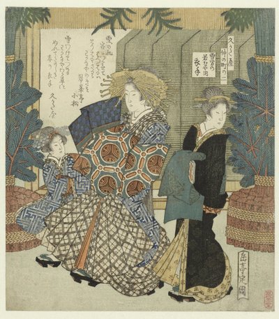 Numero kaksi: Koromoden Wakanaya-lumivaatteet Yukiwake no Wakanaya uchi Koromode (otsikko esineessä) Nakanochô Hisakataya Poetry Societylle (sarjan nimi) Hisakataya Nakanochô (sarjan nimi esineellä) tekijältä Yashima Gakutei
