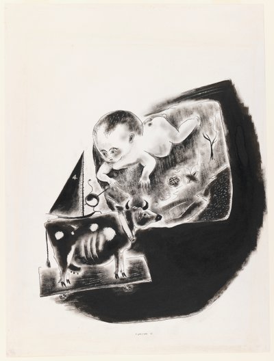 Vauva ja lelulehmä tekijältä Yasuo Kuniyoshi