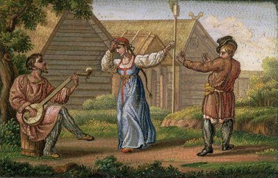 Venäläinen tanssi, tekijä Jegor Jakovlevitš Vekler (1800-61), noin 1830 (mosaiikki). tekijältä Yegor Yakovlevich Vekler