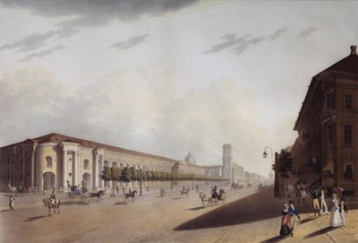 Suuri Gostiny Dvor -kauppapiha Pietarissa, 1820-luku tekijältä Yermolai Ivanovich Yesakov