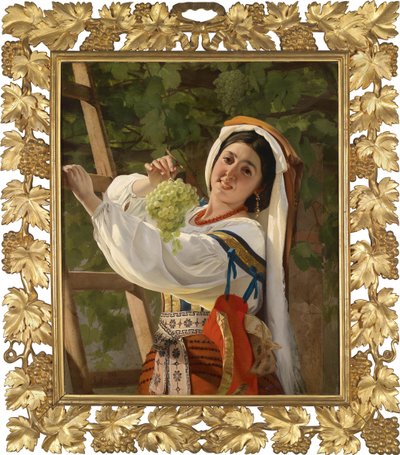 Naurava tyttö eteläitalialaismekossa, 1857 tekijältä Yevgraf Semyonovich Sorokin