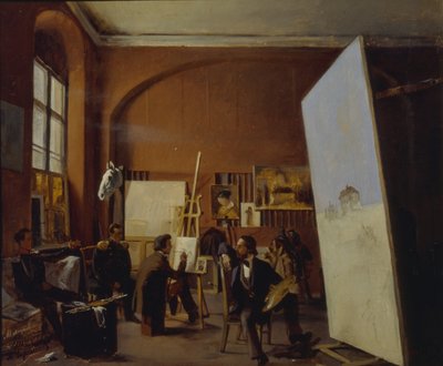 Taidemaalari kreivi Vasili Maksutovin studio, 1858 tekijältä Yevgraf Semyonovich Sorokin