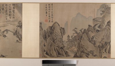 Maisemat (kahdeksan albumilehteä käärönä; tussi ja väri silkille). tekijältä Yin Tang