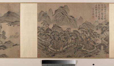 Maisemat (kahdeksan albumilehteä käärönä; tussi ja väri silkille). tekijältä Yin Tang