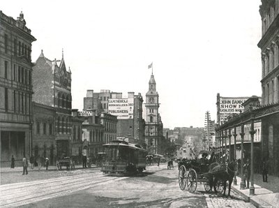 Bourke Street katsot itään, Melbourne, Australia, 1895. tekijältä York and Son