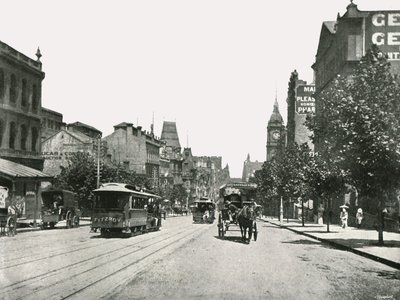 Collins Street, katsoen länteen Russell Streetiltä, Melbourne, Australia, 1895. tekijältä York and Son