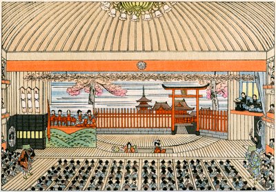 Perinteinen japanilainen teatteri: Kaboukizan näyttämö, Tokion pääteatteri, pyörivällä alustalla tekijältä Yoshimune Arai
