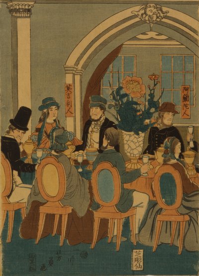 Viiden maan Yokohama Club -juhla, 1861 tekijältä Yoshitomi Utagawa