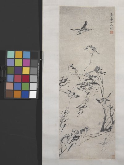 9 Birds On Branches (muste paperille) tekijältä Yu Zhang
