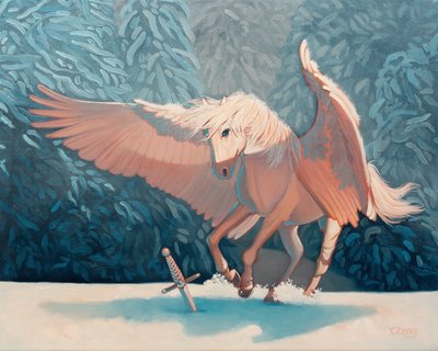 Pegasos, 2024 (öljy kankaalle) tekijältä Yue Zeng