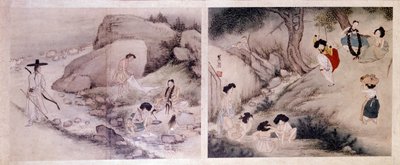 Taiteen ydin: naiset pesevät vaatteensa ja pukeutuvat itse, ja naiset käyvät wc:ssä ja viihtyvät. Teokset: Sin Yun Bok (tai Hyewon) (s. 1758). Hyung Pil Chun -kokoelma tekijältä Yun bok Sin