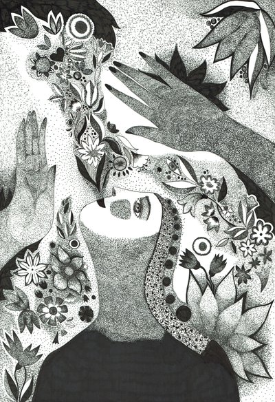 Soul Flowers, 2019 (mustepiirustus paperille) tekijältä Sabina Nedelcheva Williams