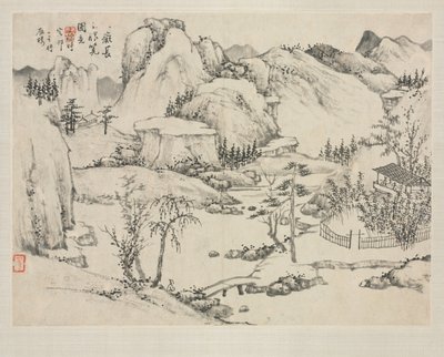 Maisemaalbumi eri tyyleillä: Maisema Changbai-vuorelta Huang Gongwangin jälkeen, 1684. tekijältä Zha Shibiao
