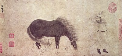 Hevonen ja sulhanen talvella (muste paperille) tekijältä Zhao Mengfu Chao Meng Fu or