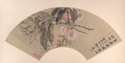 Persikkakukat ja pioni, n. 1860. tekijältä Zhao Zhiqian